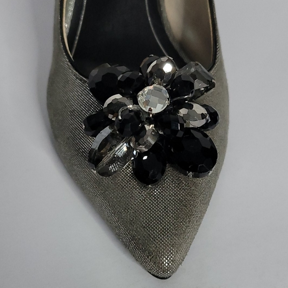 Caparros Gun Metal Jewel High Heel Evening Shoes - Picture 4 of 13
